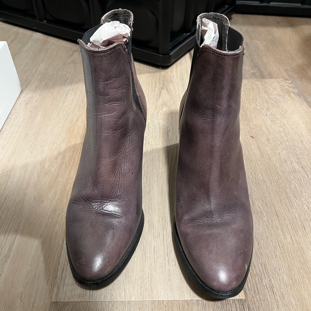Women's Leather Ankle Booties in Plum